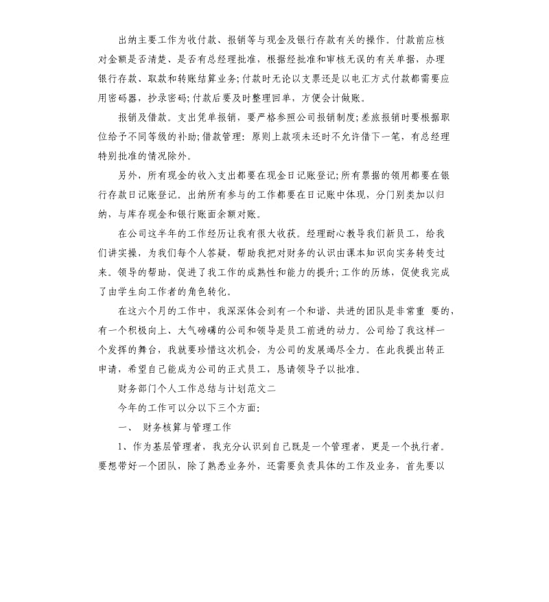 财务部门个人工作总结与计划.docx_第2页