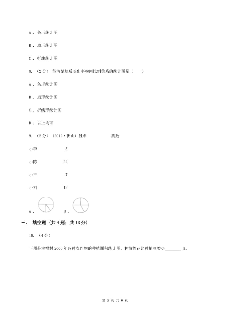 2019-2020学年苏教版数学六年级下册1.2扇形统计图C卷_第3页