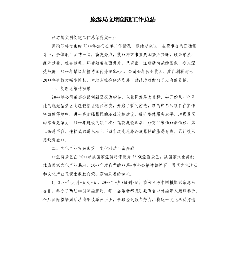 旅游局文明创建工作总结.docx_第1页