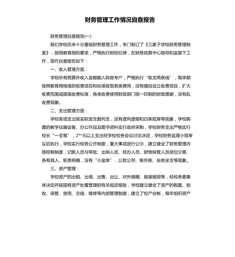 财务管理工作情况自查报告.docx_第1页