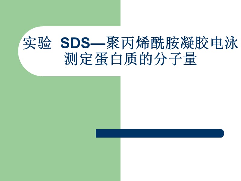 SDS聚丙烯酰胺凝膠電泳測定蛋白質(zhì)的分子量_第1頁