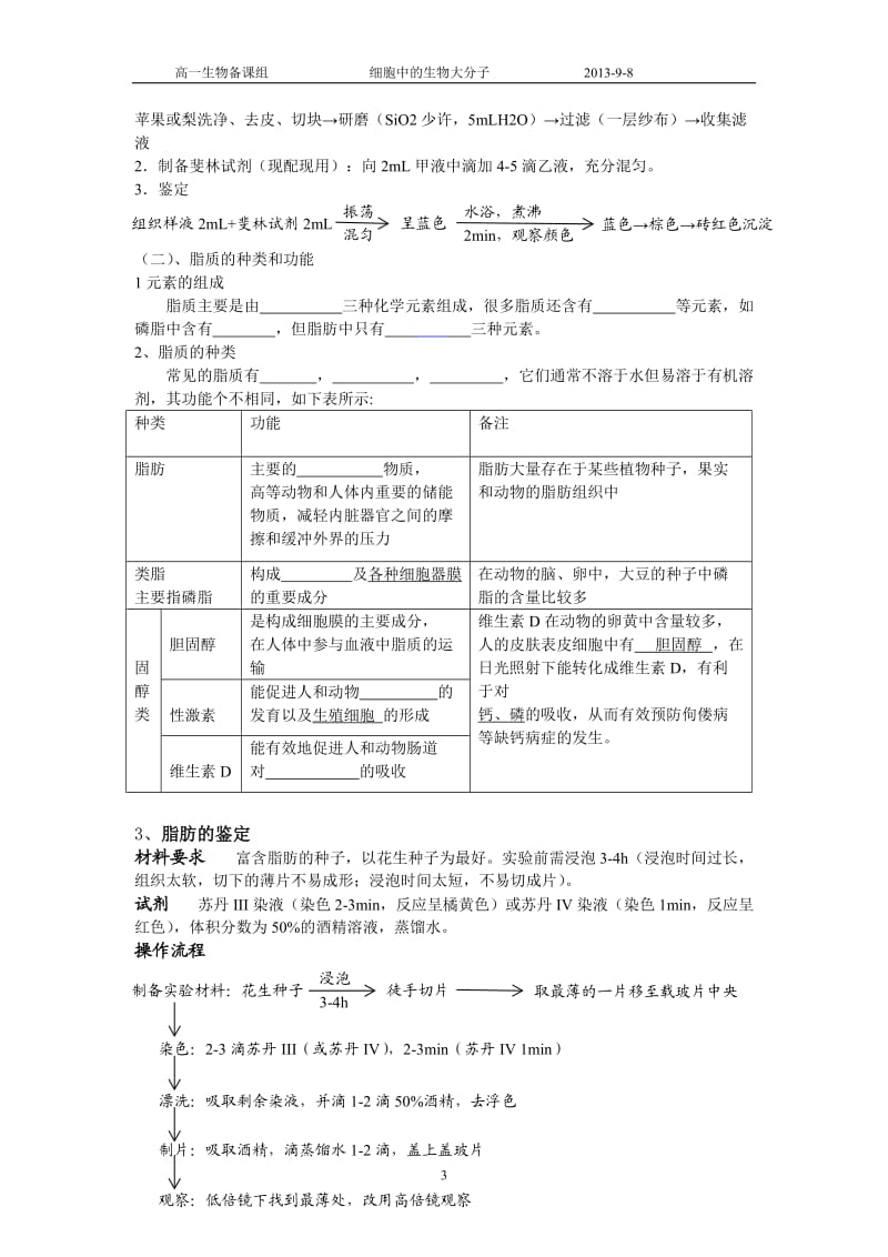 第二节-细胞中的生物大分子-糖类脂质学案_第3页