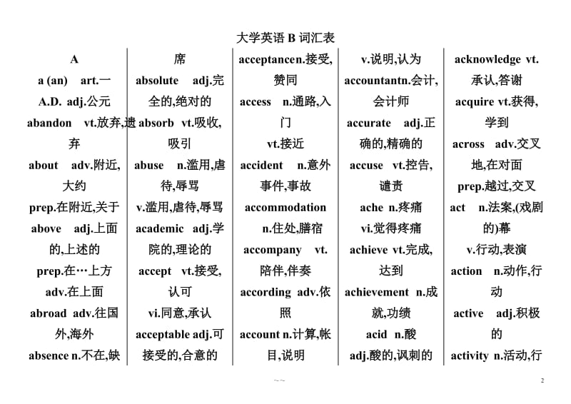 大学英语B级词汇表_第2页