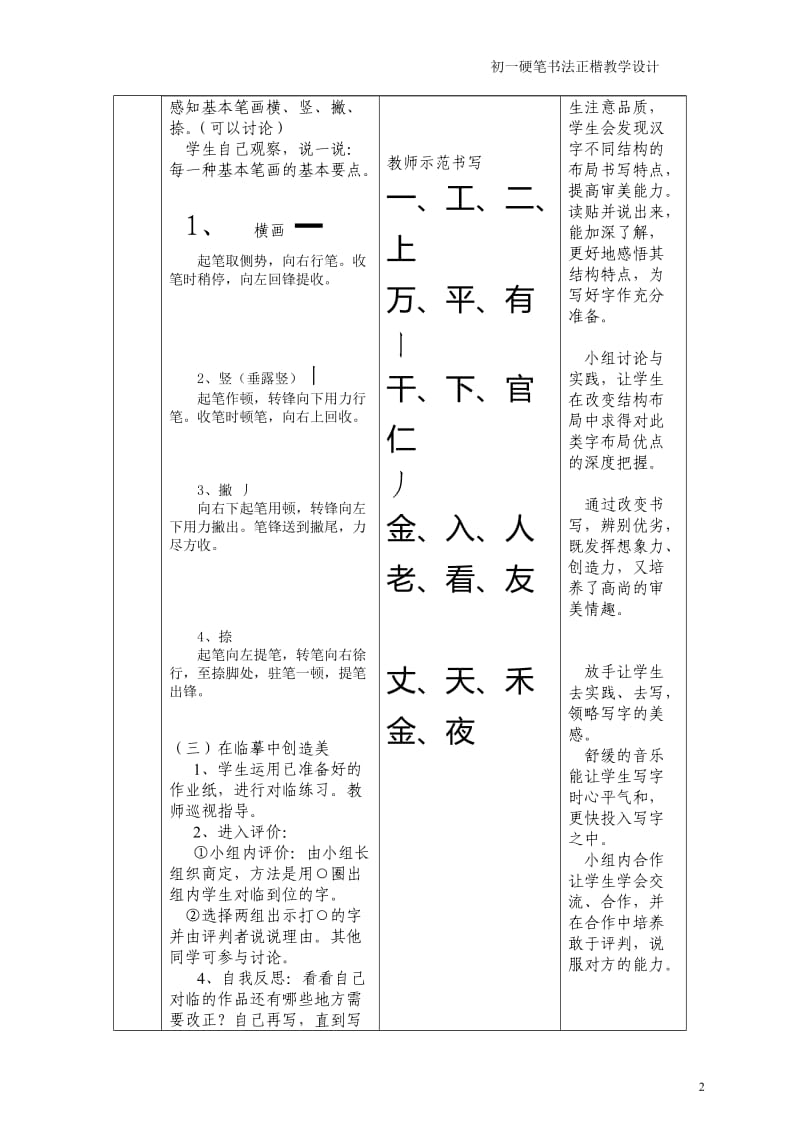 初一第一学期硬笔书法教案_第2页