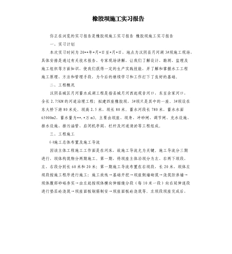 橡胶坝施工实习报告.docx_第1页