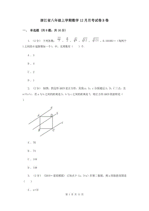 浙江省八年级上学期数学12月月考试卷B卷