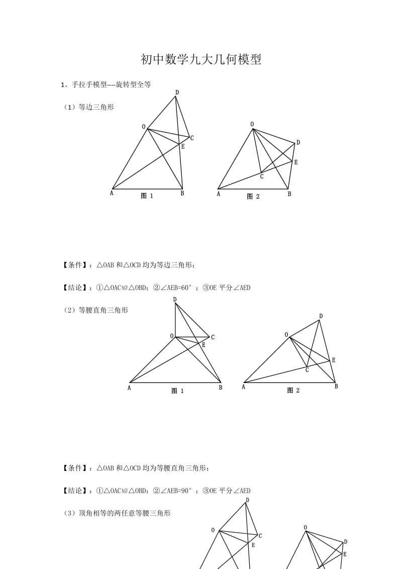 初中数学九大几何模型_第1页
