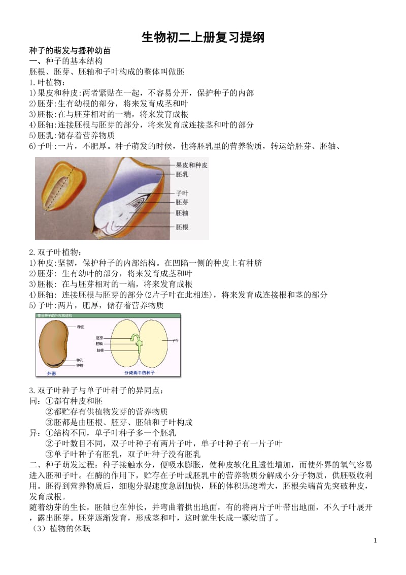 八年级上册生物知识点汇总(冀少版)(1)_第1页