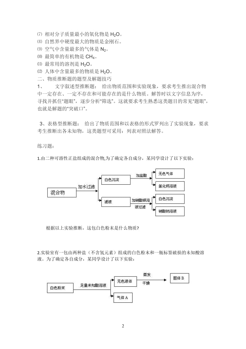 初中化学推断题集锦(含答案)_第2页