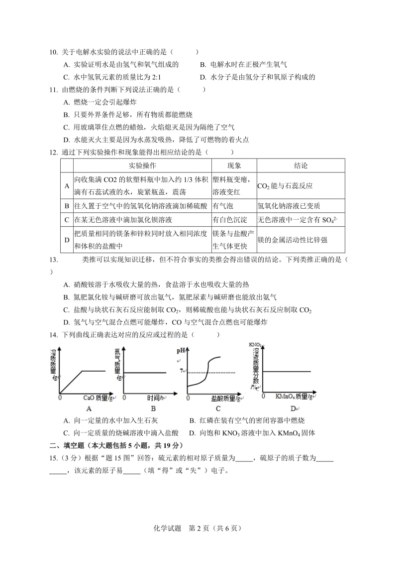 广东省2015年中考化学试题及答案(Word--清晰版--适合打印)_第2页