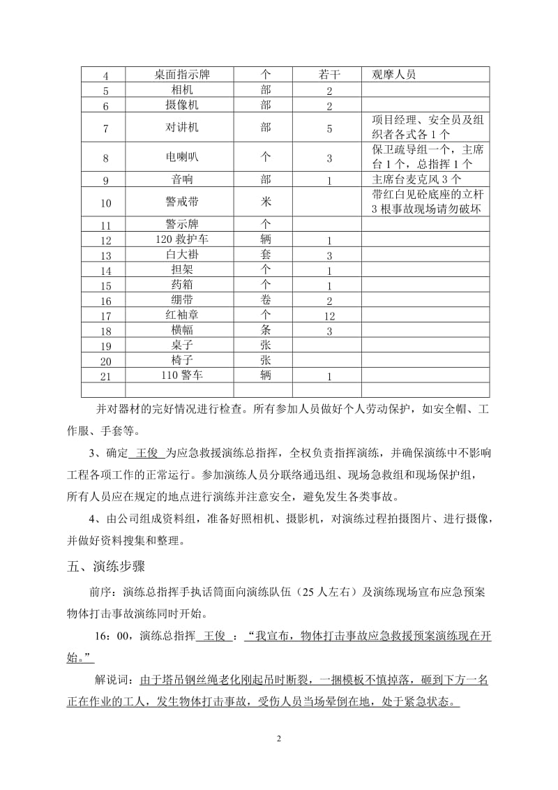 建筑工地物体打击应急预案演练带图片_第2页