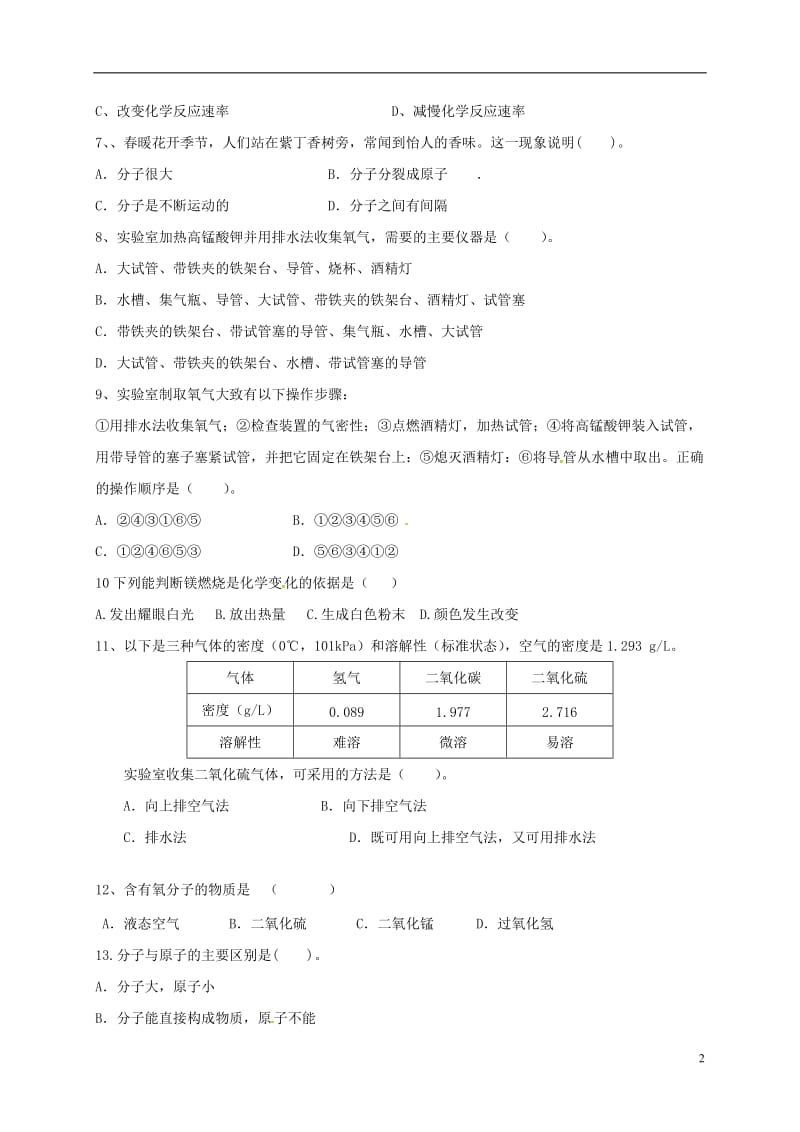 九年级化学10月月考试题-新人教版3_第2页