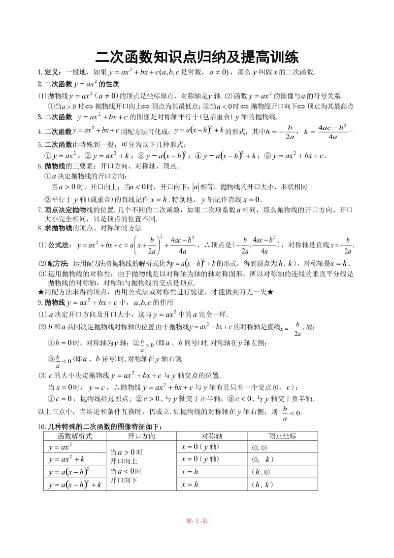 二次函数知识点(大全)_第1页