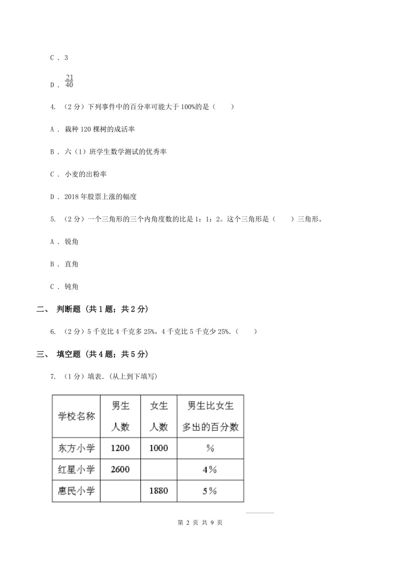 人教版2019-2020学年六年级上册专项复习六：百分数的其他应用C卷_第2页