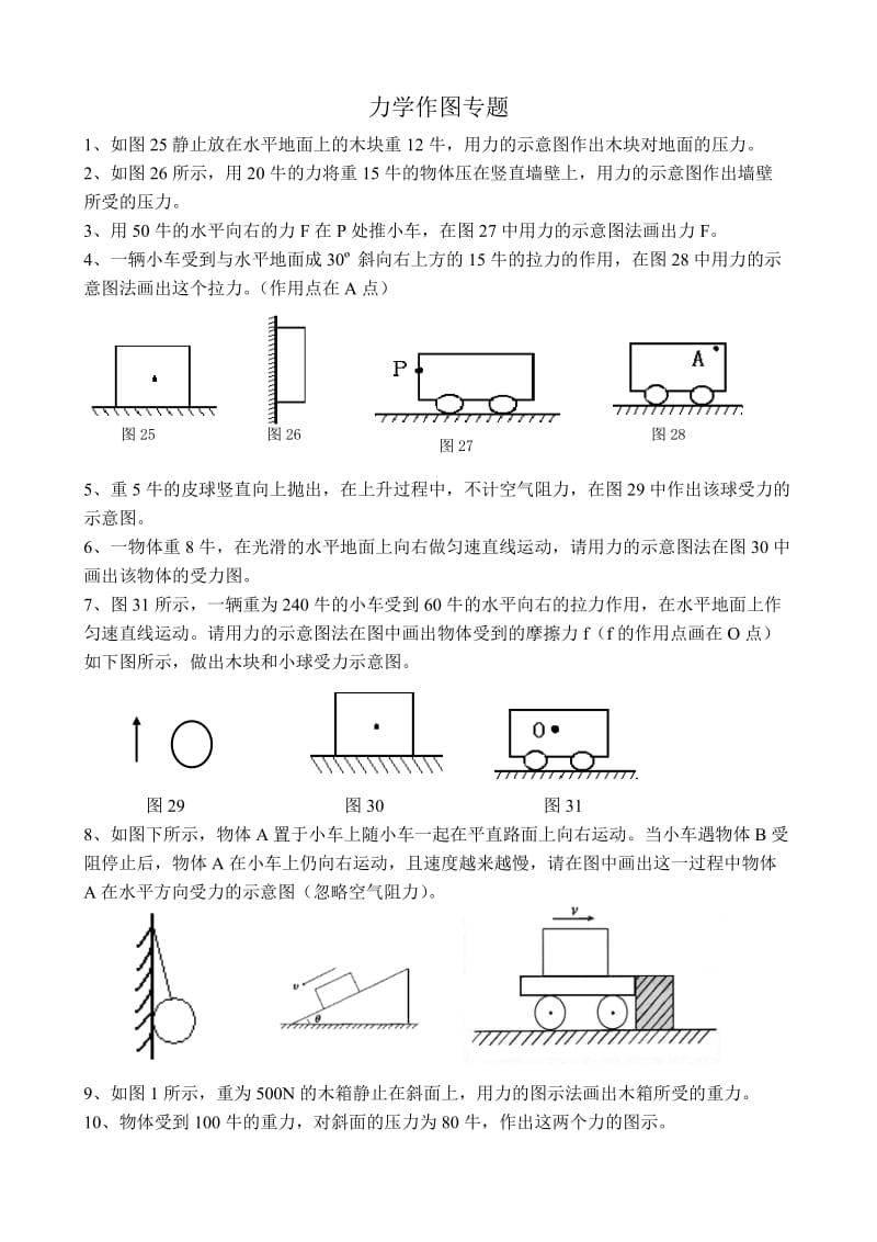 初中物理力学作图题_第1页