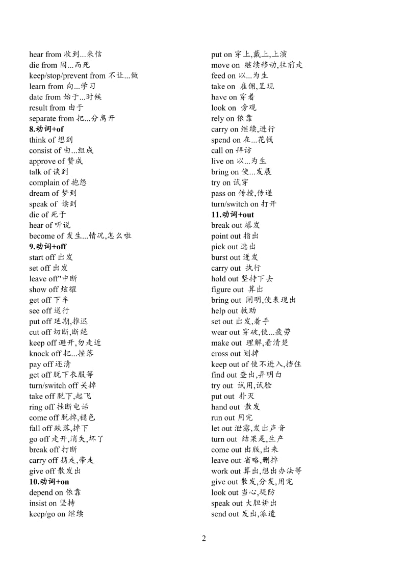 常用英语动词短语-固定搭配_第2页