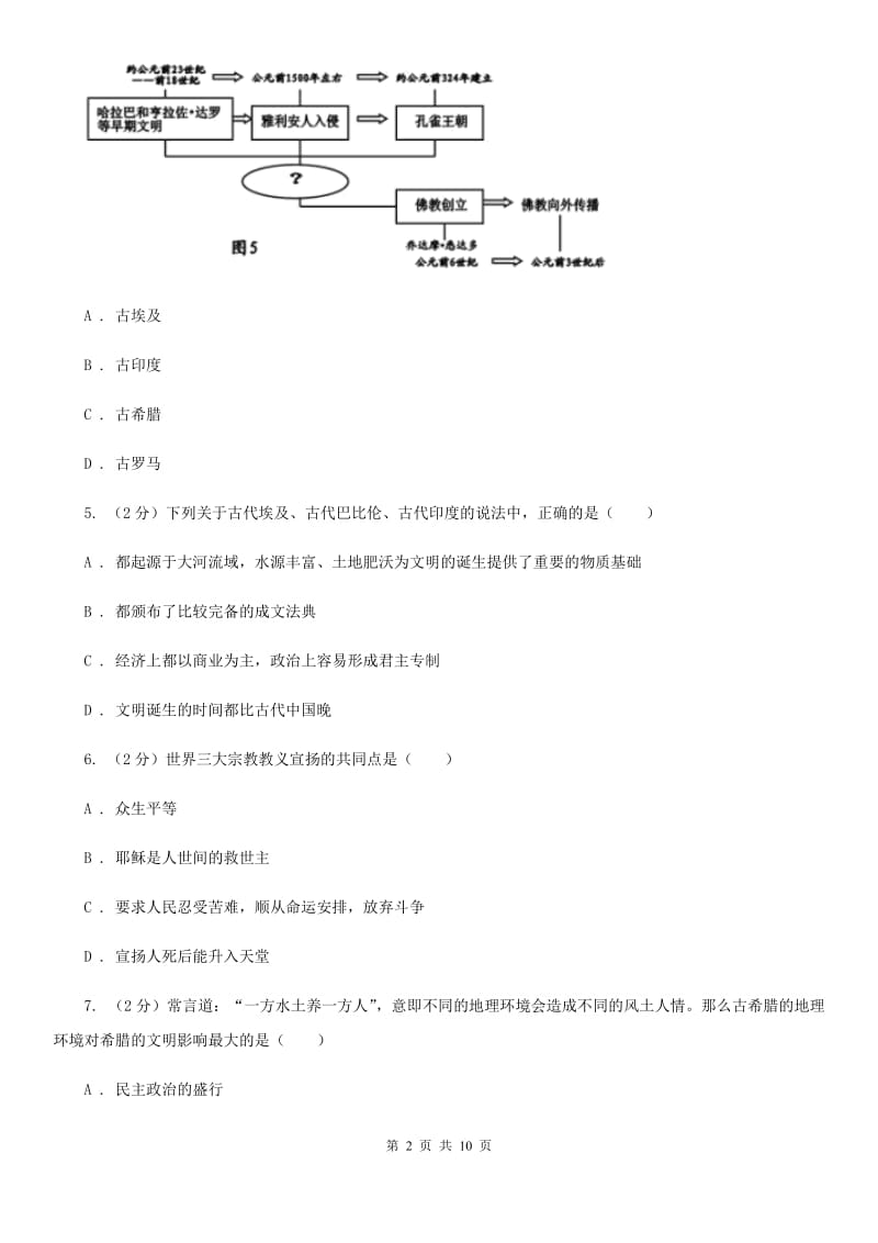 新版九年级上学期历史第一次月考试卷B卷_第2页