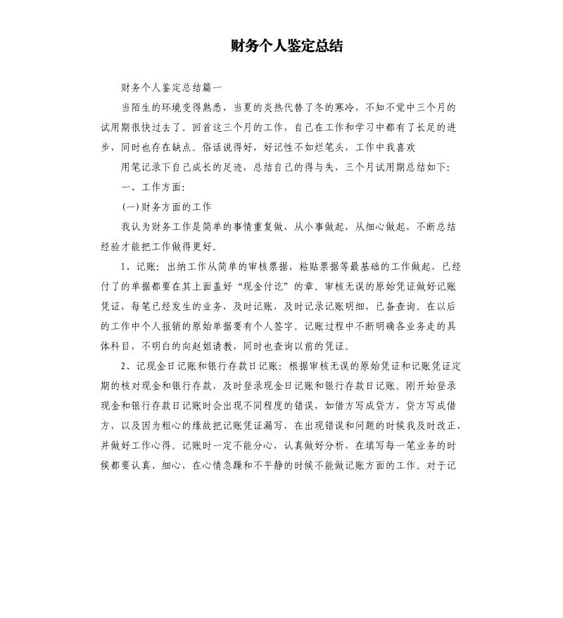 财务个人鉴定总结.docx_第1页