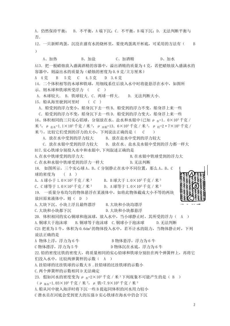 科学八年级上浮力练习有答案_第2页