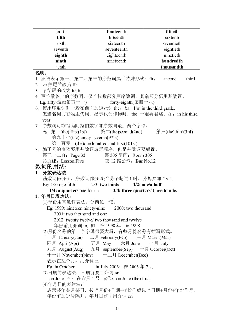 初中英语语法---数词(含练习)_第2页
