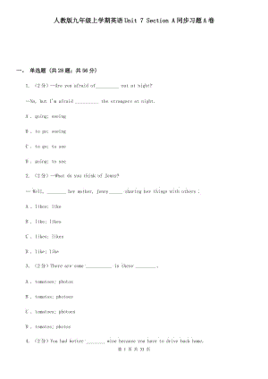 人教版九年級上學(xué)期英語Unit 7 Section A同步習(xí)題A卷