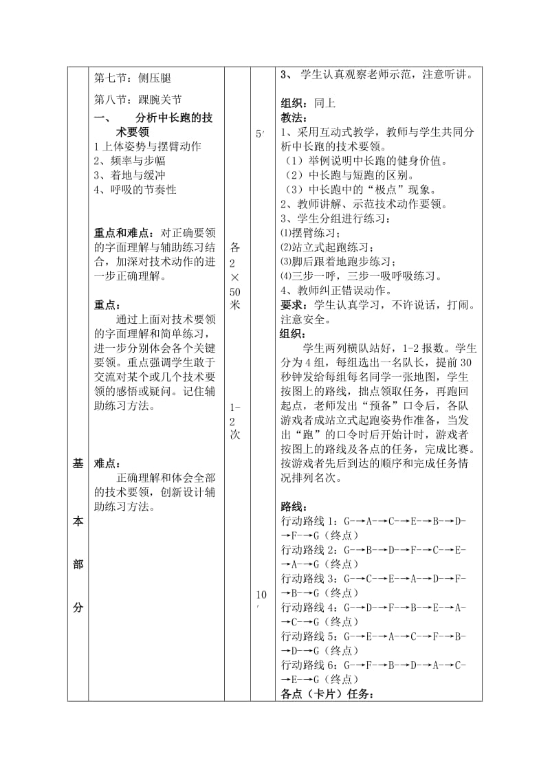 初中一年级中长跑教案_第2页