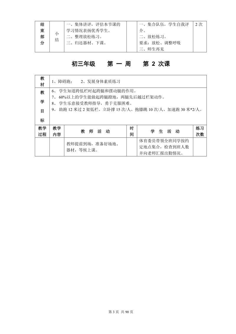 初三九年级体育课教案全集_第3页