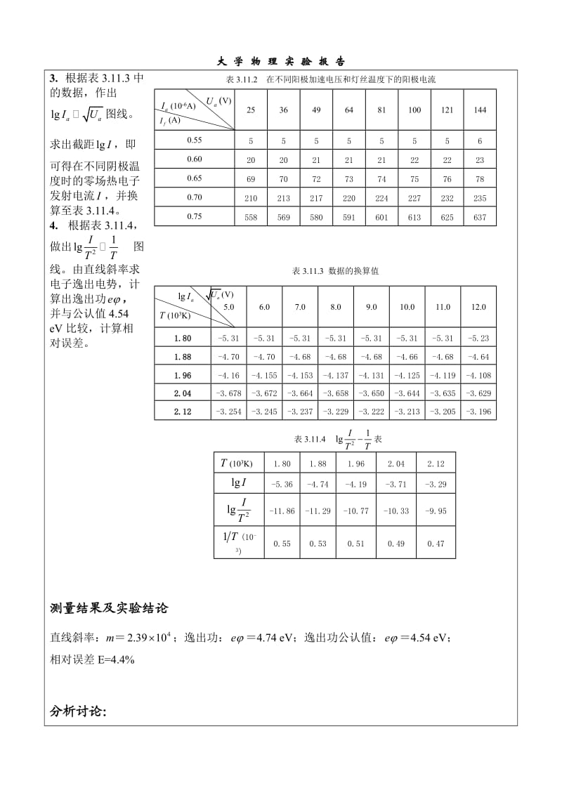 金属电子逸出功测量实验报告-图文_第3页