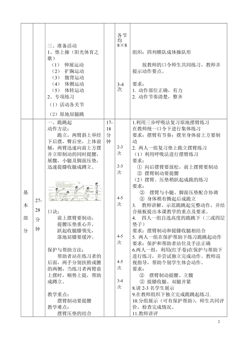 三年级体育-跪跳起教学设计_第2页