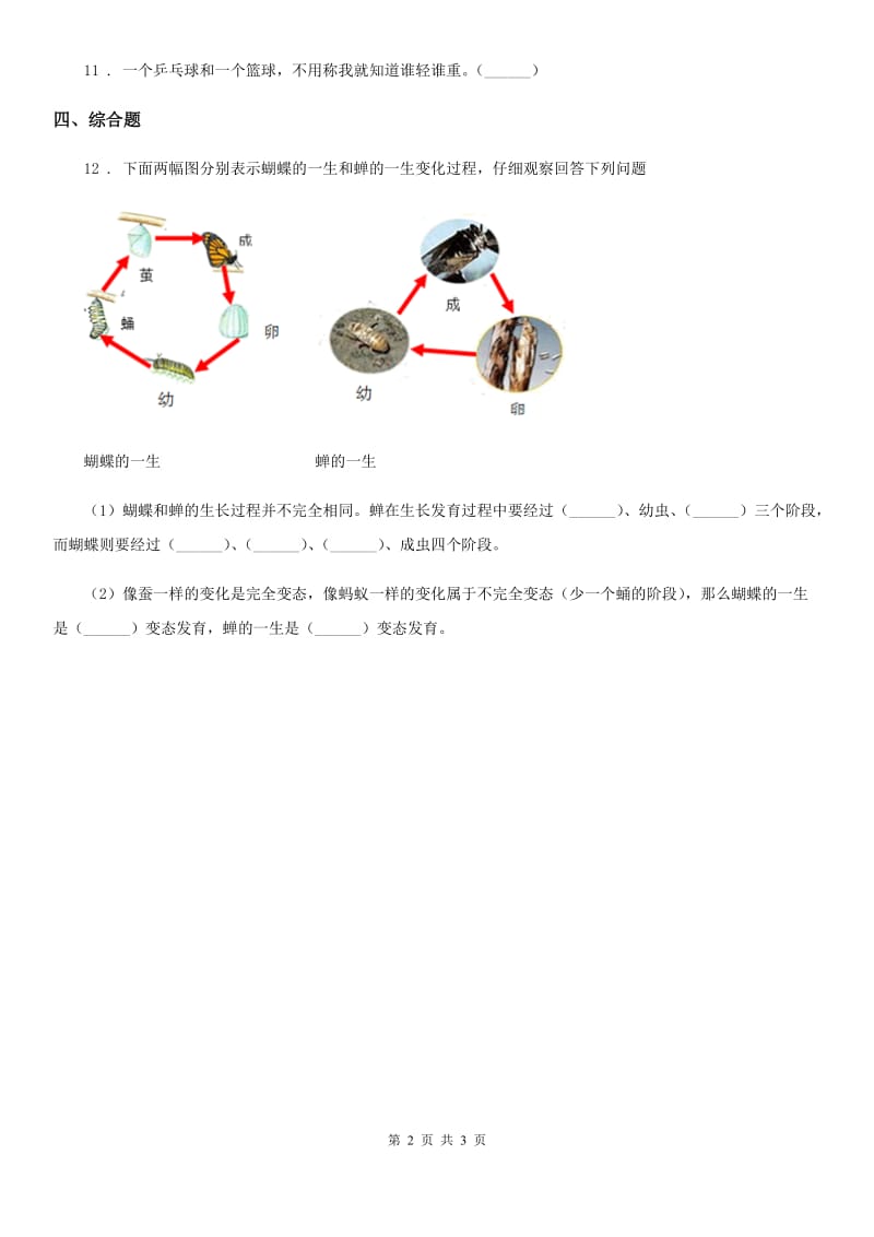 2019-2020学年教科版科学一年级下册2.2 校园里的动物练习卷（II）卷_第2页