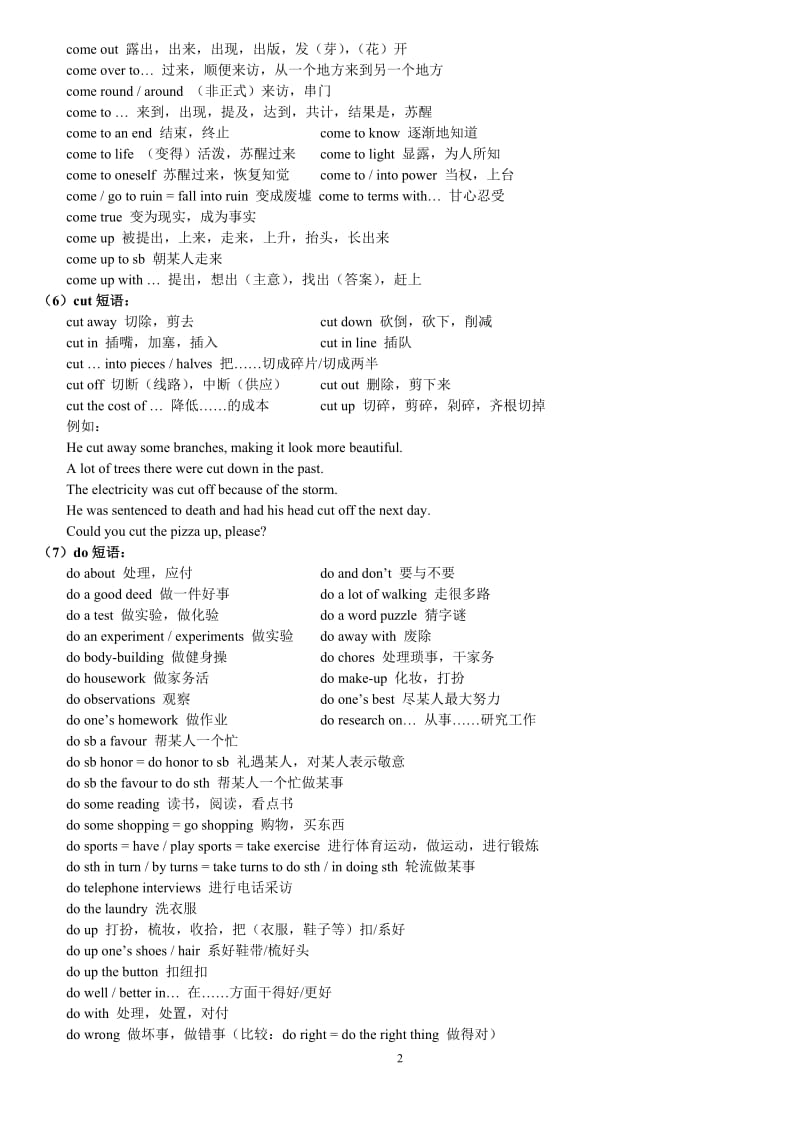 高中英语常用动词短语(完整版)_第2页