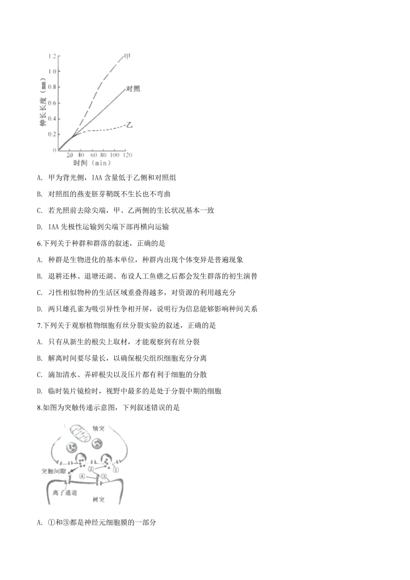 2019年高考试题真题1生物（江苏卷）原卷版[高考复习]_第2页