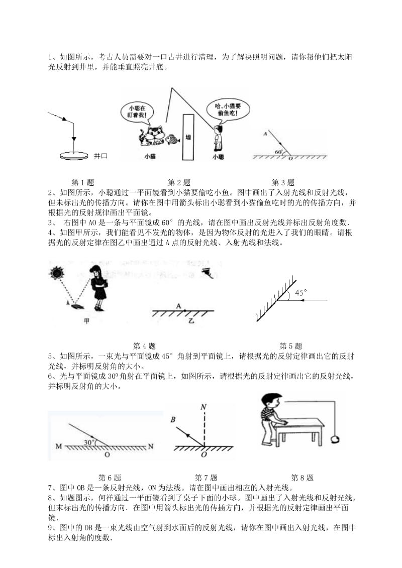 人教版八年级物理光的反射作图题_第1页