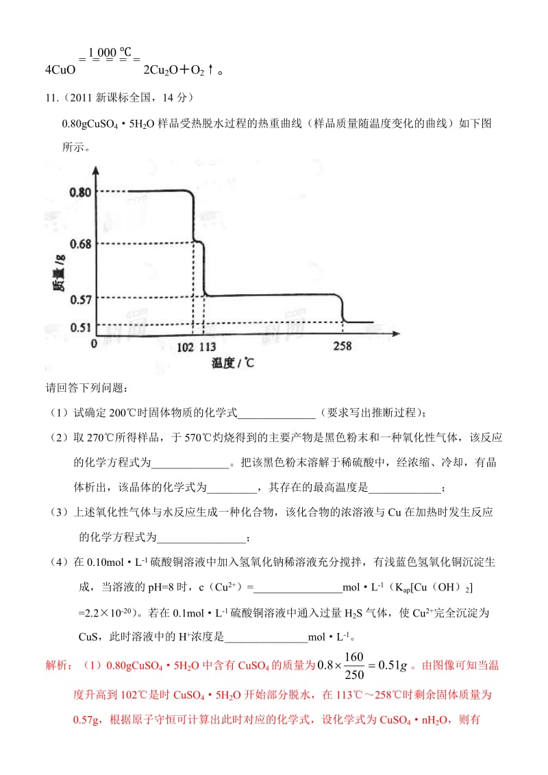 高中化学考察的热重曲线及专练_第2页