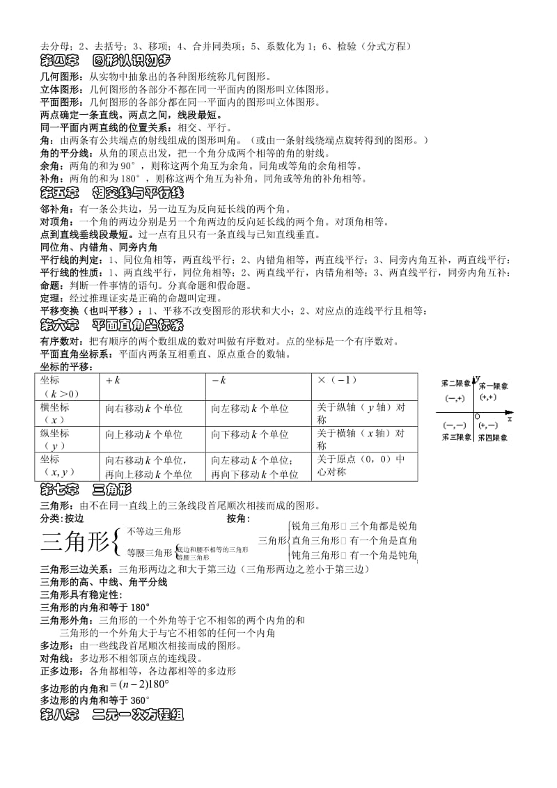 人教版初中数学常用概念、公式和定理_第2页