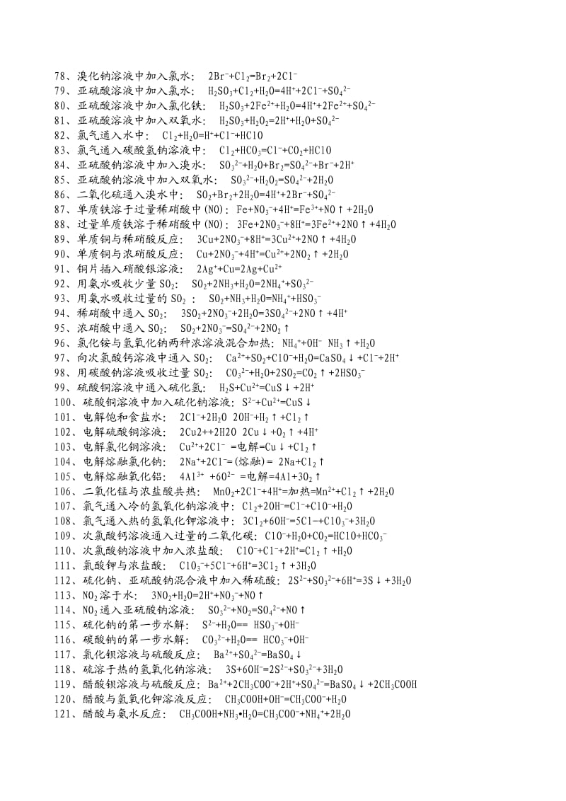 高中化学离子反应方程式汇总_第3页