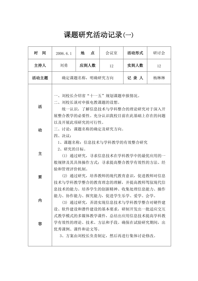 课题研究活动记录(一)_第1页