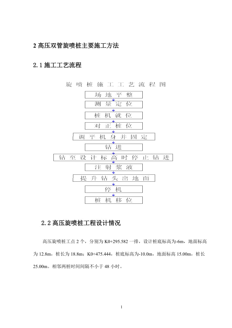 高压双管旋喷桩主要施工方法_第1页