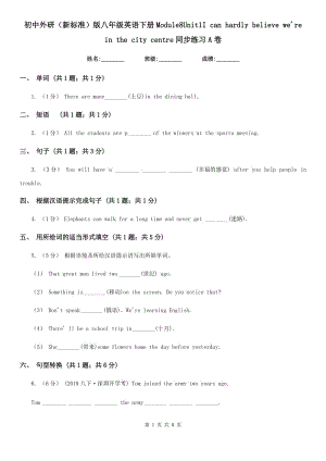 初中外研（新標準）版八年級英語下冊Module8Unit1I can hardly believe we're in the city centre同步練習A卷