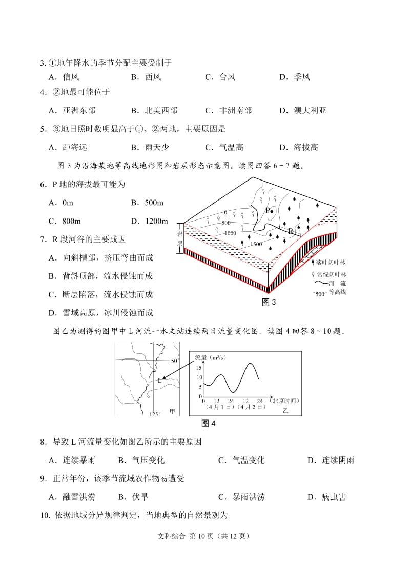 绵阳市高中2012级第一次诊断性考试地理_第2页