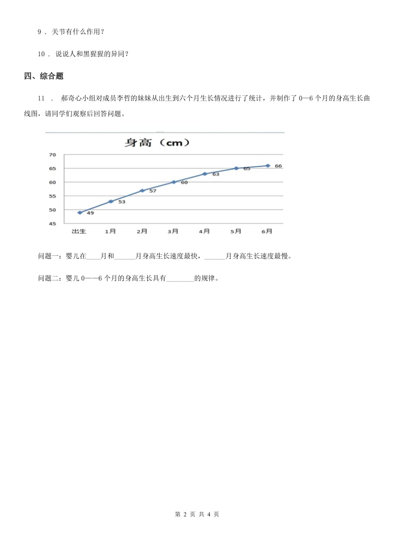 2019-2020年度苏教版科学六年级下册1.3 人生之旅练习卷C卷_第2页