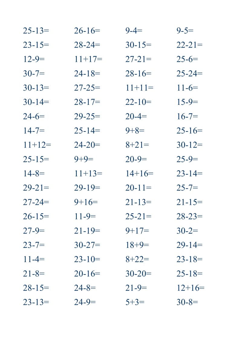 三十以内加减法练习题_第3页
