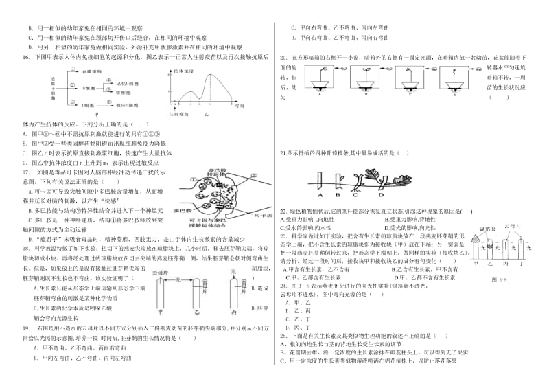 高中生物必修三前三章综合习题_第2页