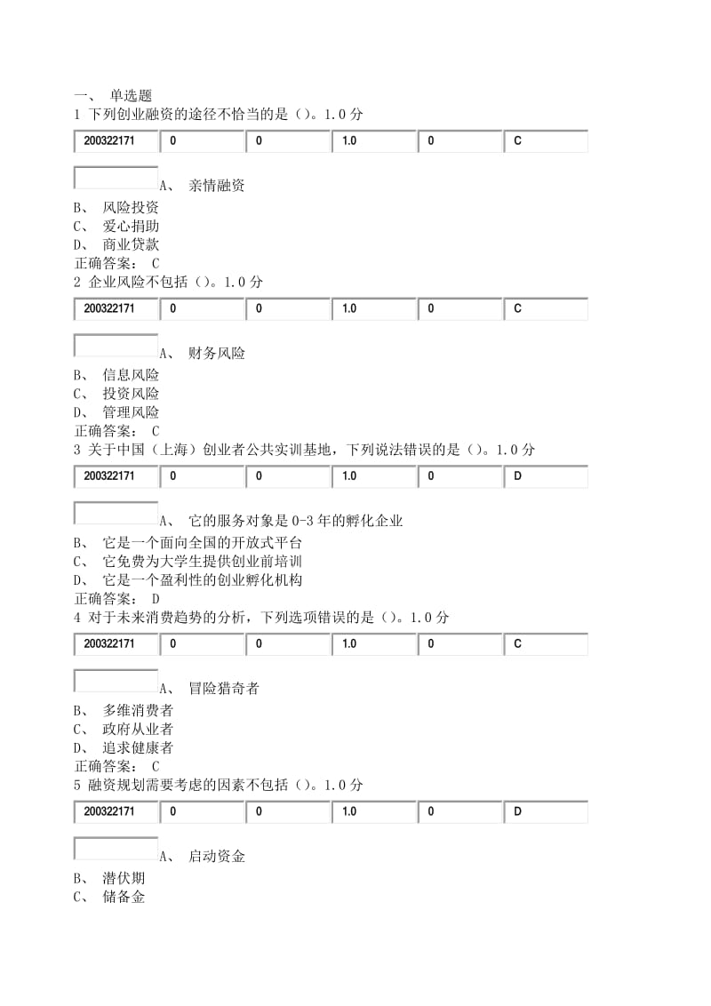 超星尔雅通识选修课《大学生创业基础》期末考试答案_第1页