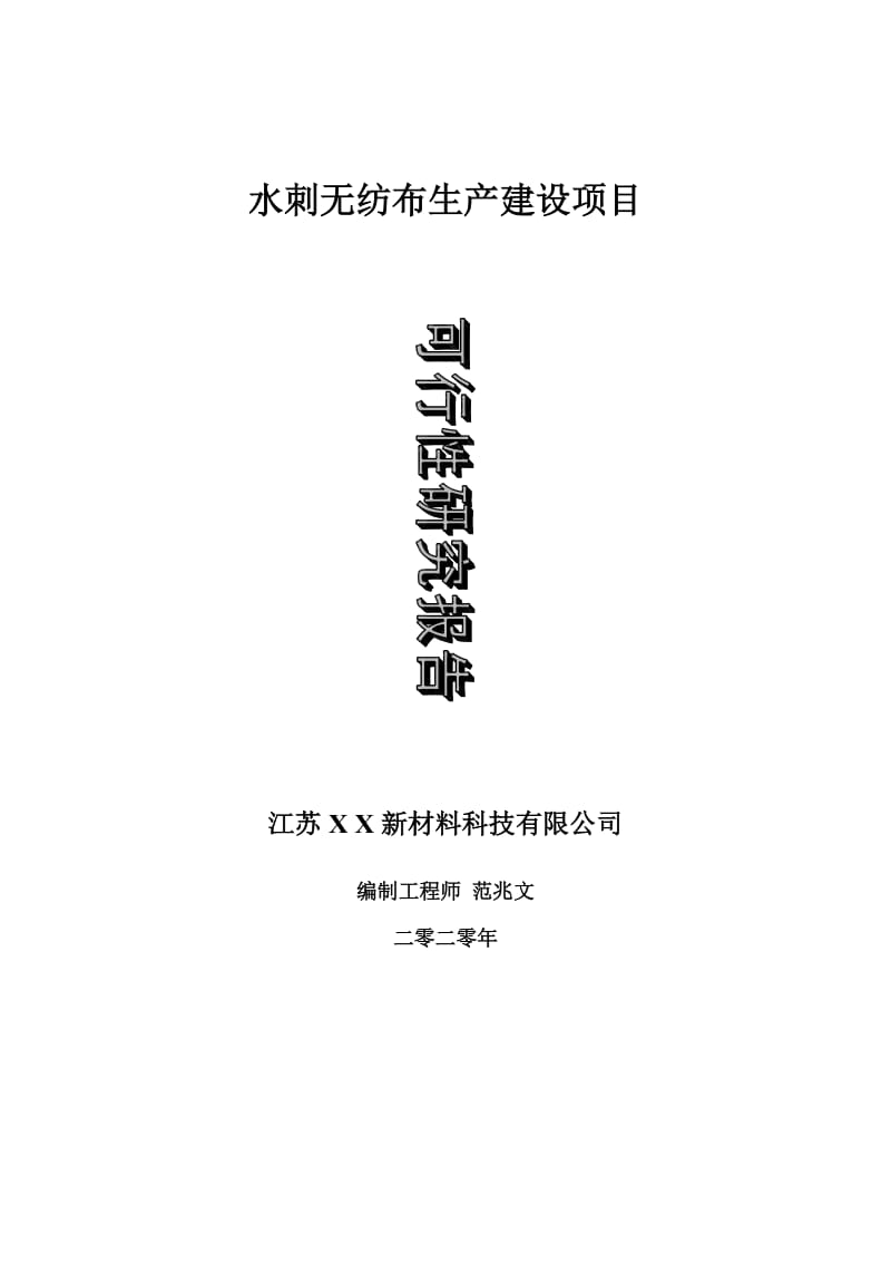 水刺无纺布生产建设项目可行性研究报告-可修改模板案例_第1页