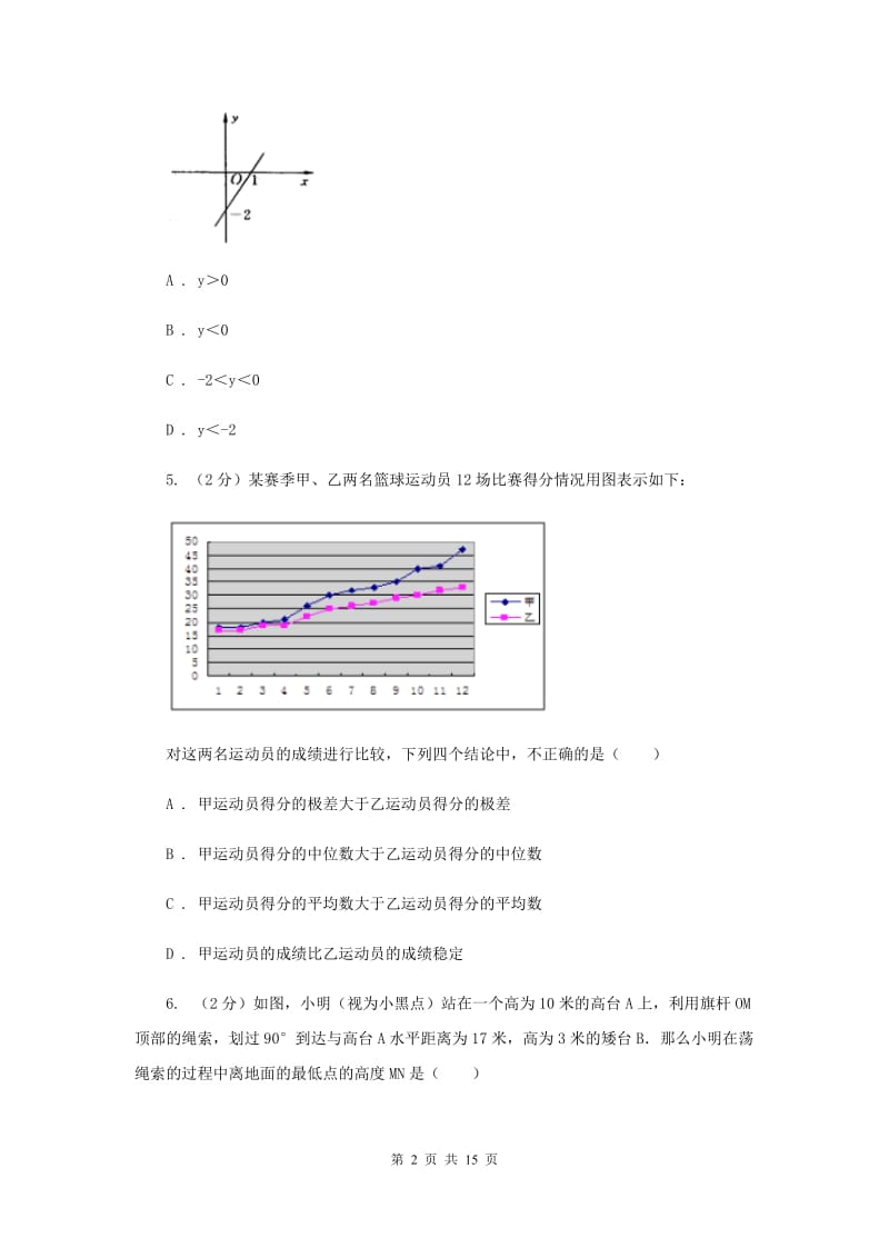 冀教版2019-2020学年九年级上学期数学开学考试试卷A卷_第2页