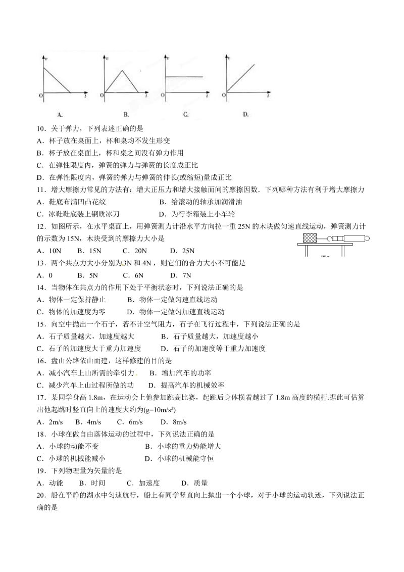 高中物理学业水平测试题_第2页