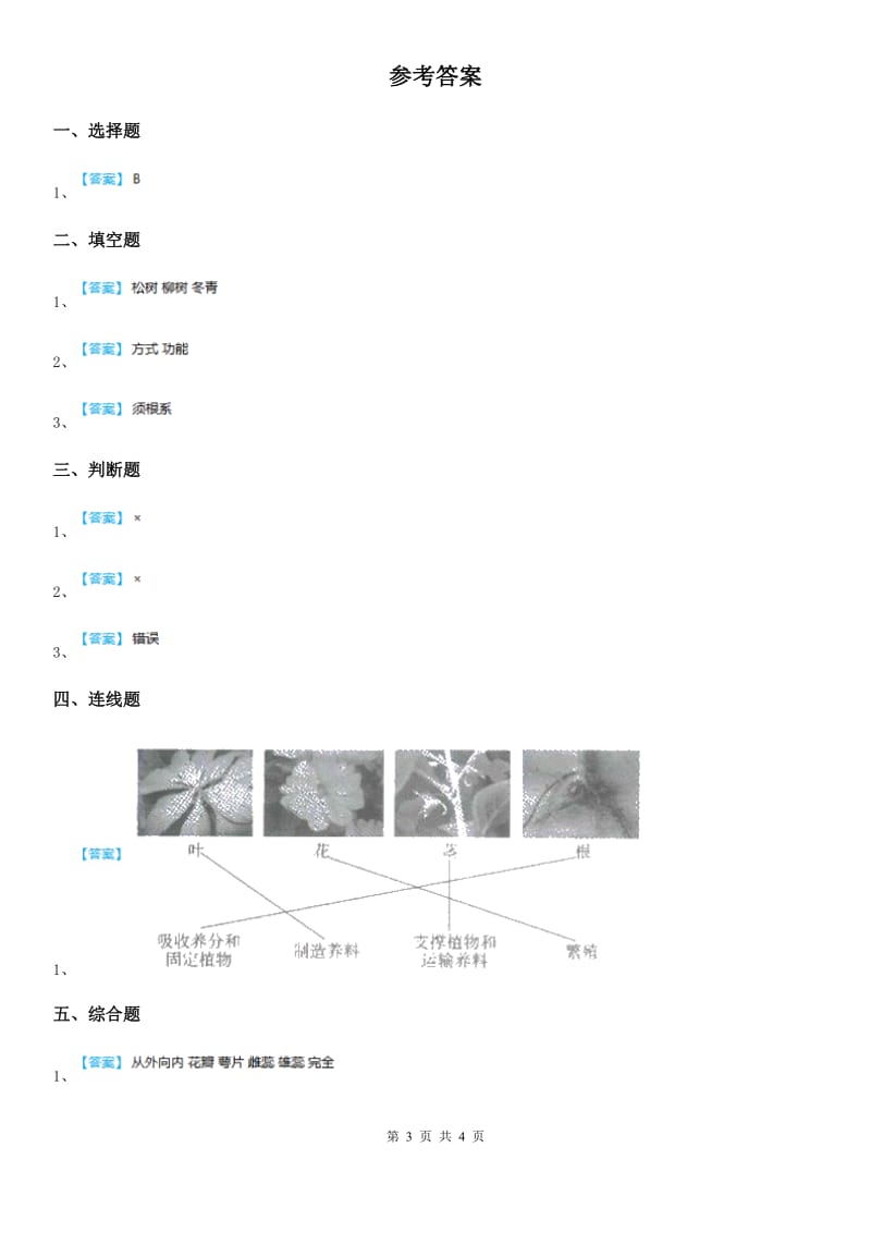 2019年教科版科学一年级上册1.1 我们知道的植物练习卷（I）卷_第3页