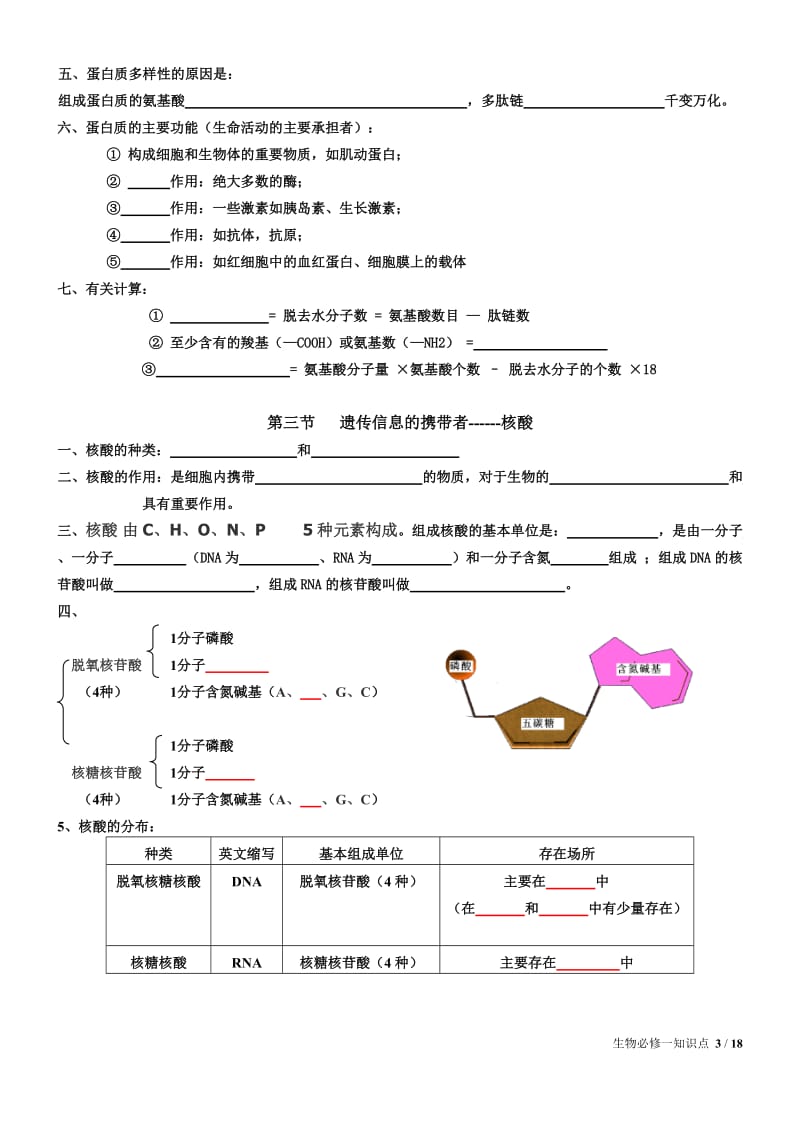 高中生物必修1知识点(填空)人教版_第3页