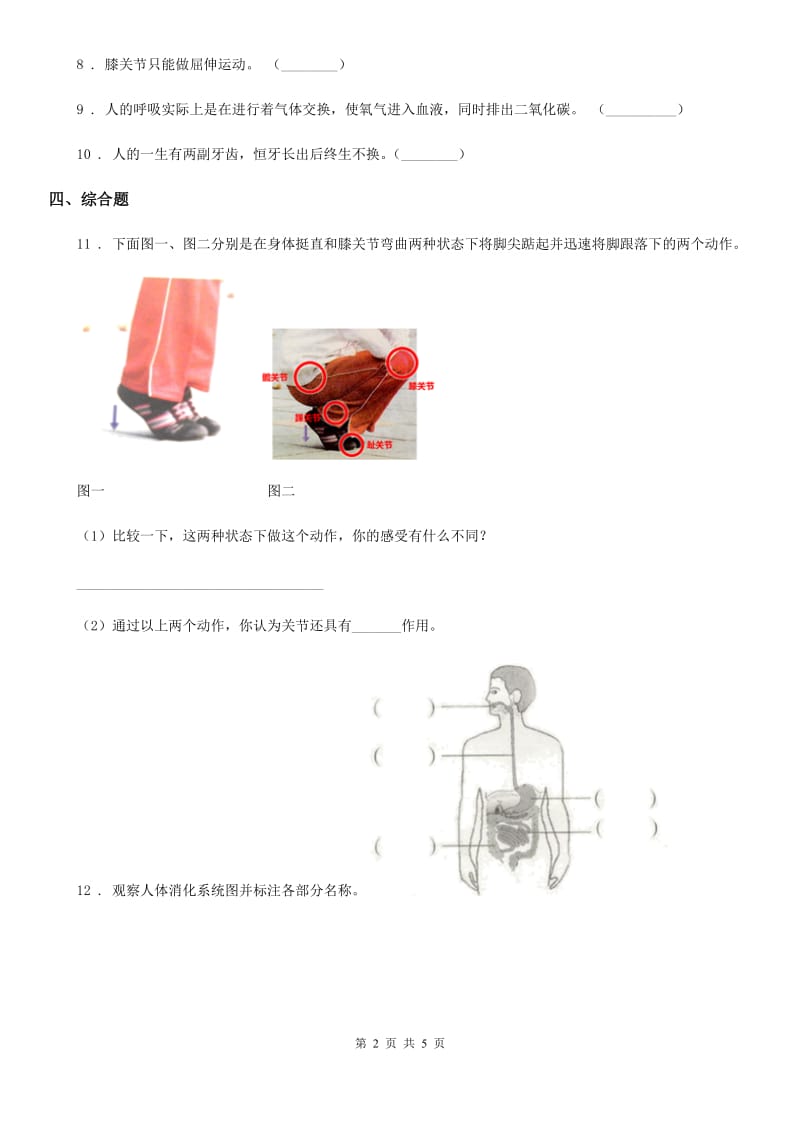 2019-2020年度教科版科学四年级上册4.4 运动起来会怎样（二）练习卷C卷_第2页